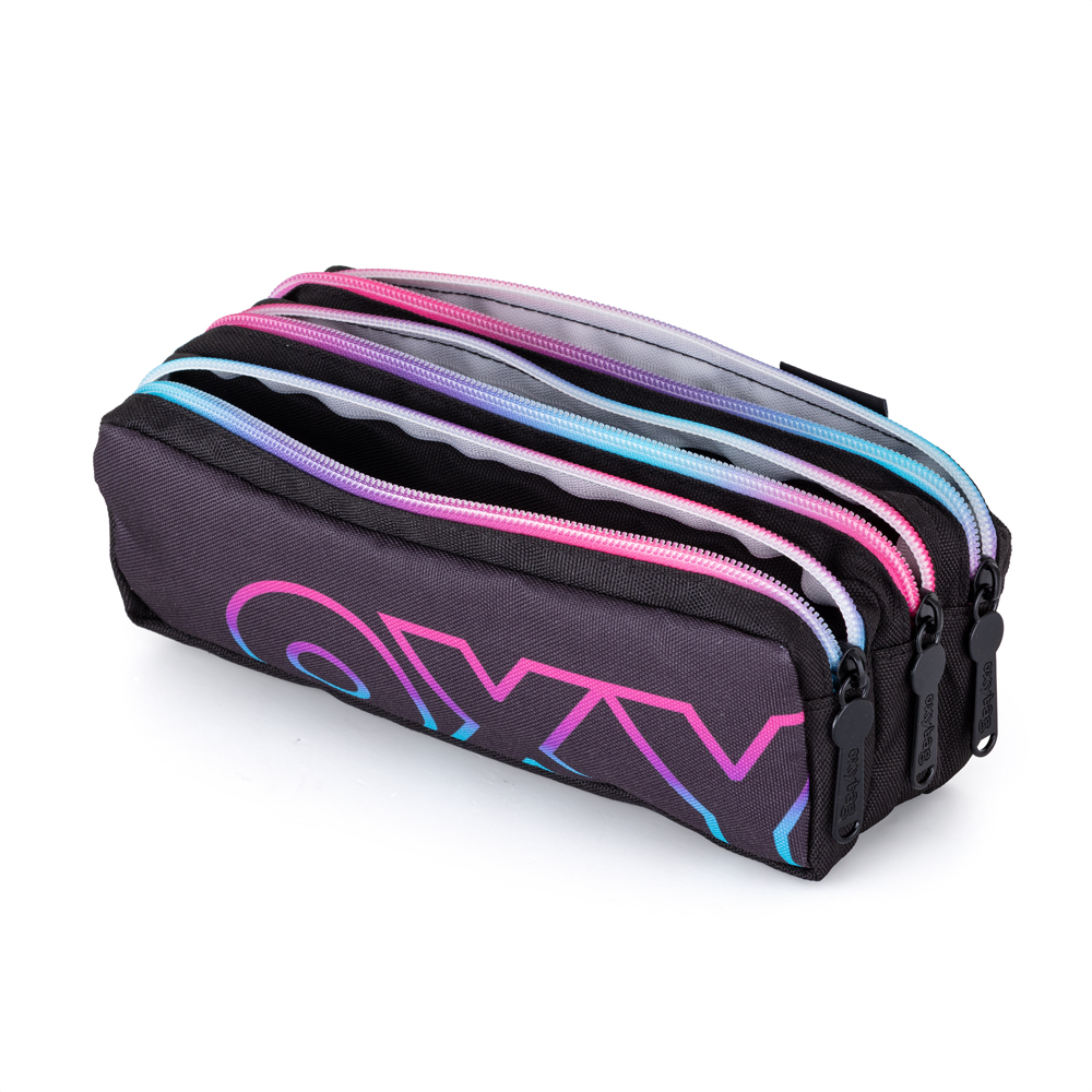 Pouzdro etue 3 zipy Rainbow Pink
